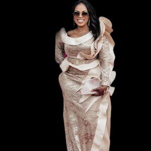 Fousad Sarkis Gold/Champayne dress